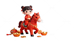 卡通马年新春插画 1