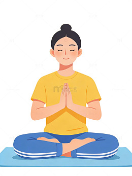瑜伽冥想卡通插画32