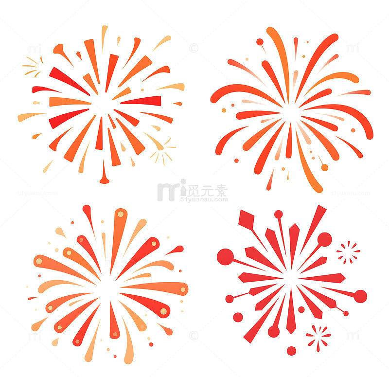 鲜艳烟花图案插画设计元素