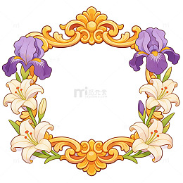 华丽花卉装饰边框插画