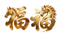 金色福马福字艺术字设计素材