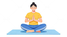 瑜伽冥想卡通插画61