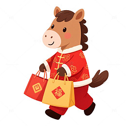 马年过年买年货免抠元素