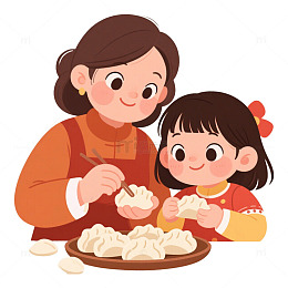 春节包饺子免抠元素