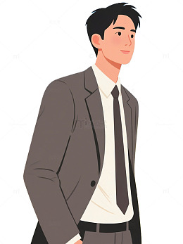 AICG扁平风格商务职场男性人物素材