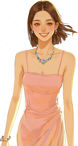 AICG手绘插画风格女青年女性人物素材