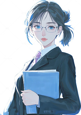 AICG扁平风格女青年商务职场女性