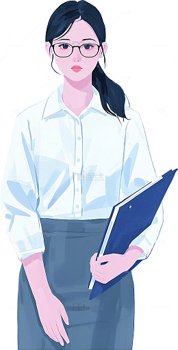 AICG扁平插画女青年商务职场女性