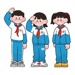 学生敬礼卡通插画素材