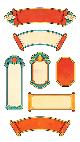 古典中国风卷轴图案设计元素