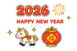 新年喜庆卡通马灯笼贺卡