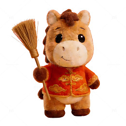 3D毛绒卡通风小马形象马年大年初六送穷神