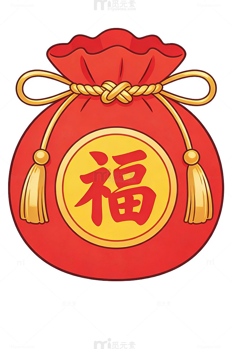 红色福袋卡通插画78