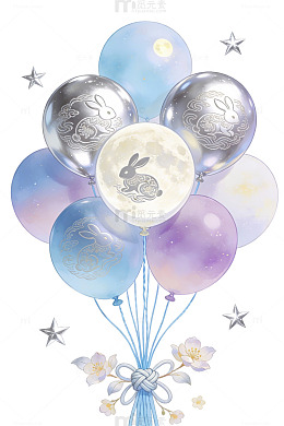 中秋月兔气球插画72