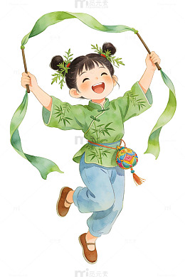 卡通女孩舞彩带71
