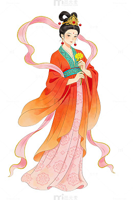 古典美人彩带插画95