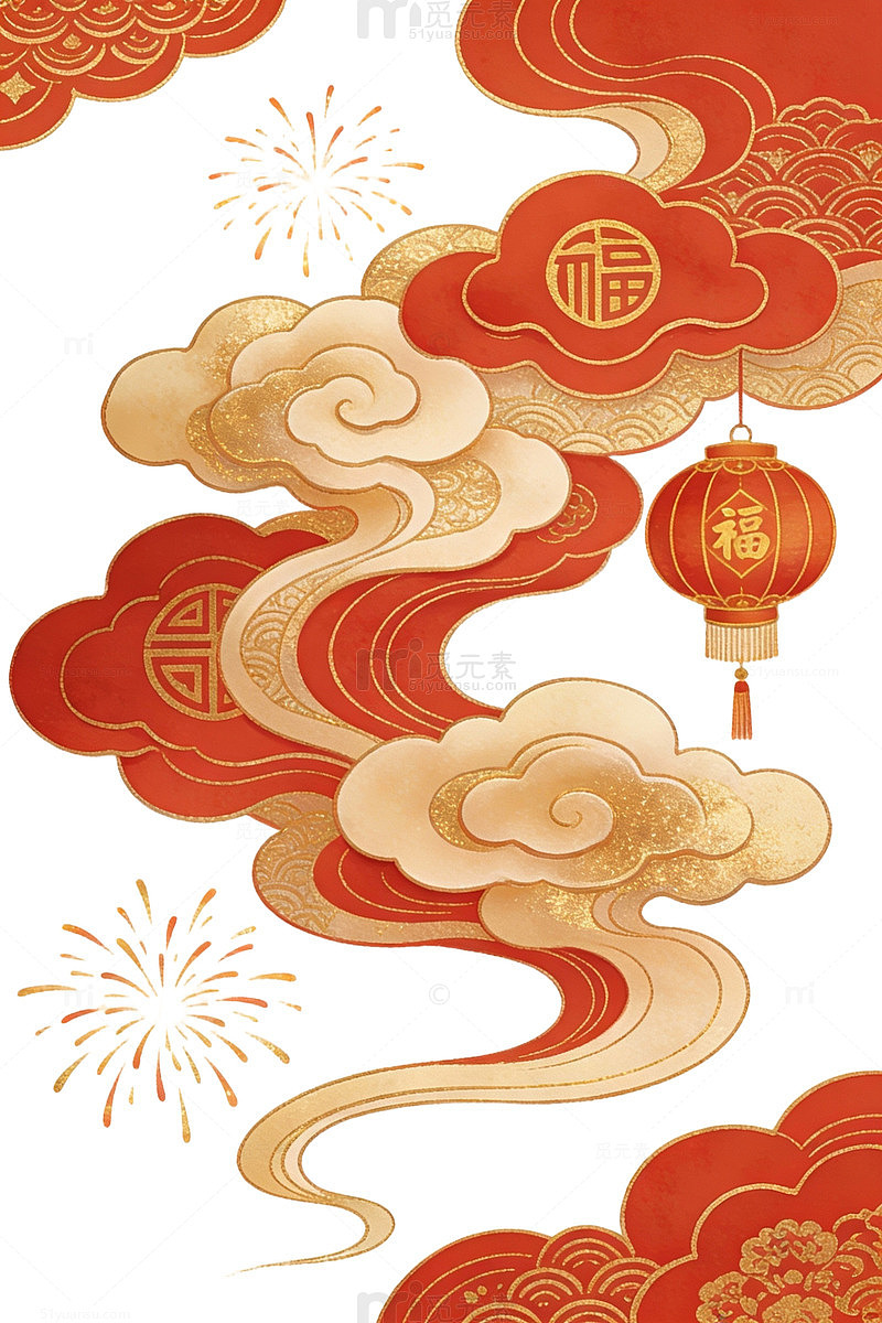 红金祥云灯笼背景28