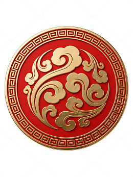 金色祥云纹圆形图案77