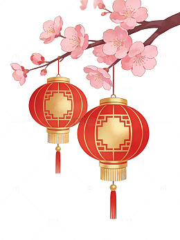 红灯笼樱花背景20