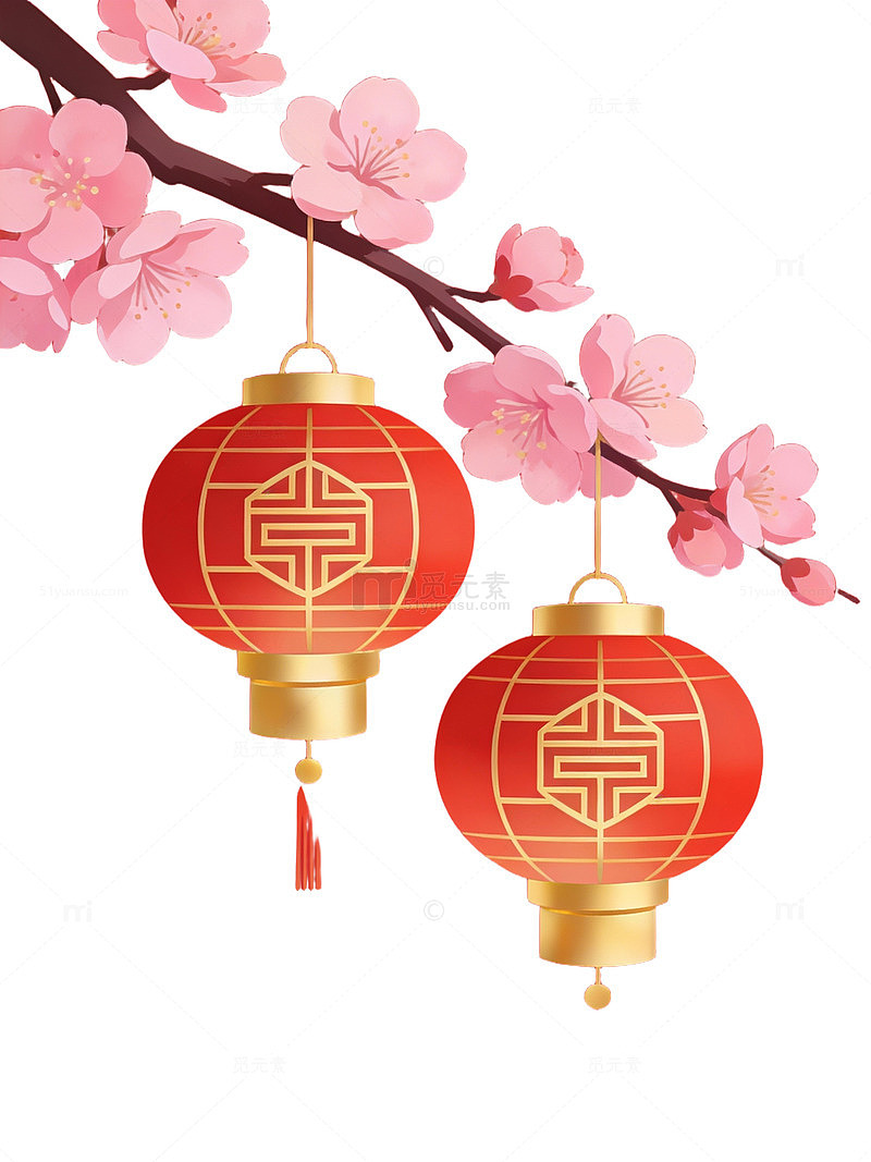 红灯笼樱花背景26