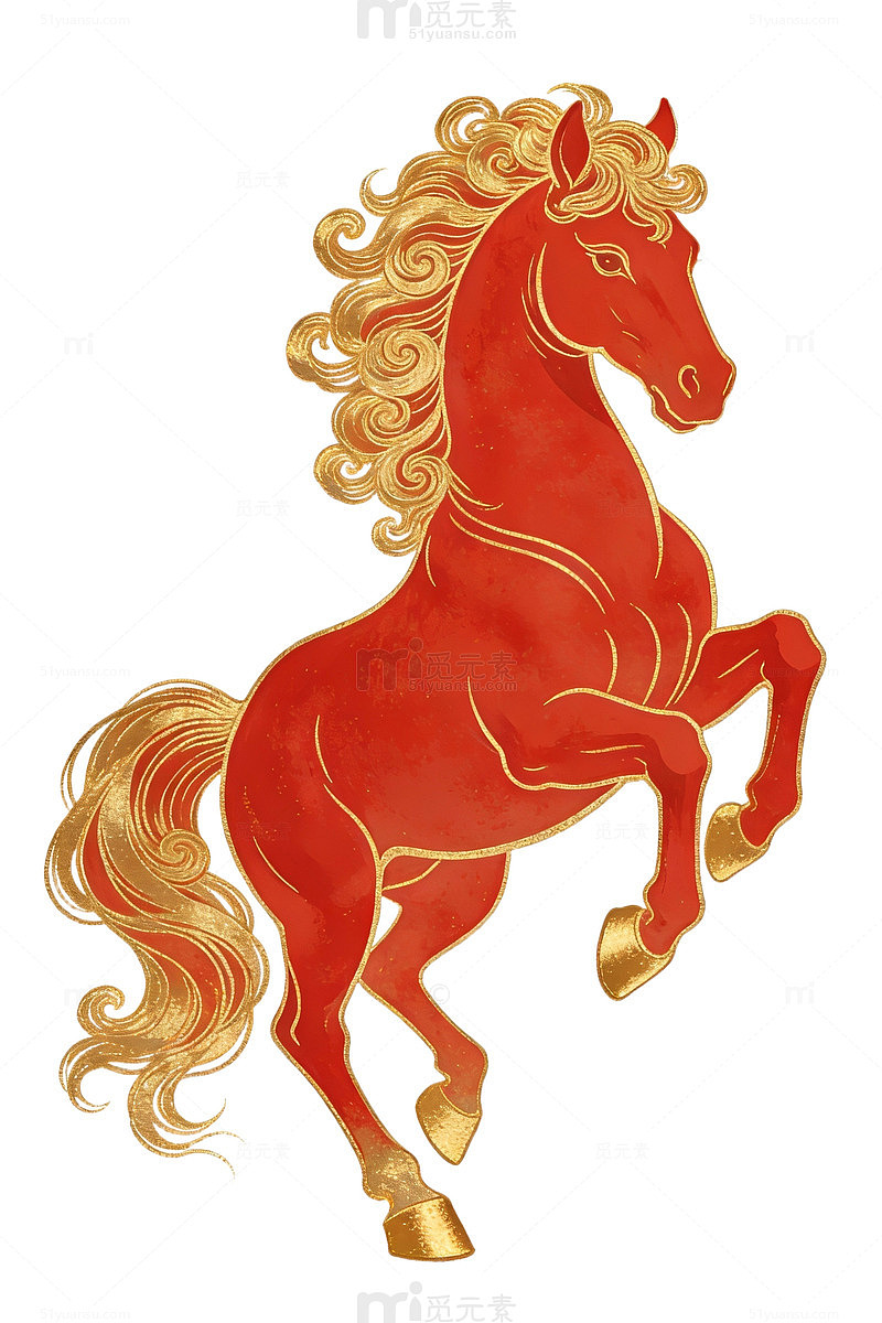 红金骏马插画63