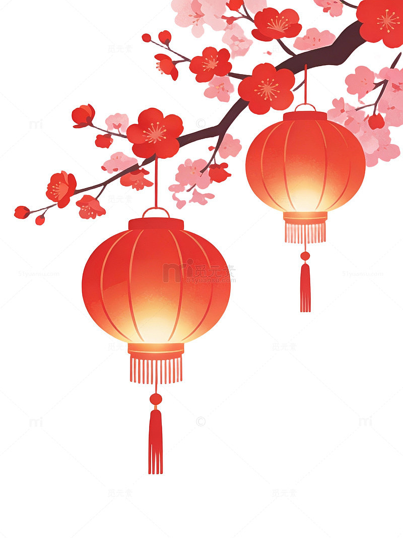 红灯笼梅花背景58