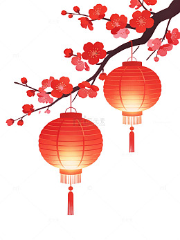 红灯笼梅花背景43