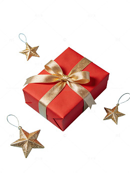 圣诞红色礼盒与雪花40