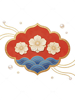 红金祥云花卉图案08