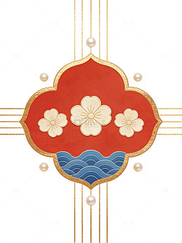 红金祥云纹中式图案11