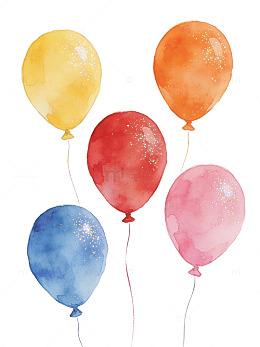 彩色气球水彩插画36