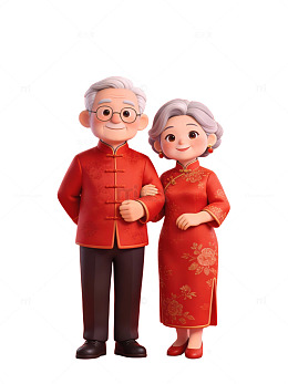 红衣老年卡通夫妇10