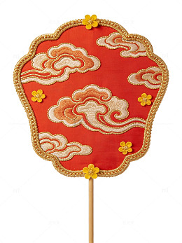 红色云纹团扇02