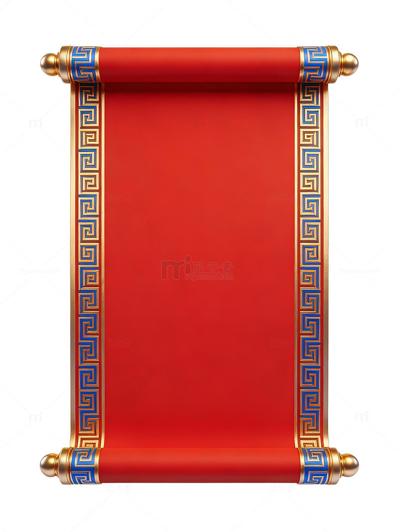 红色卷轴古典边框02