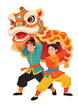 舞狮卡通插画45