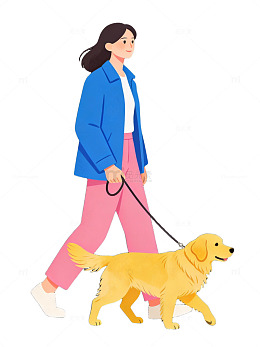 卡通遛狗插画37