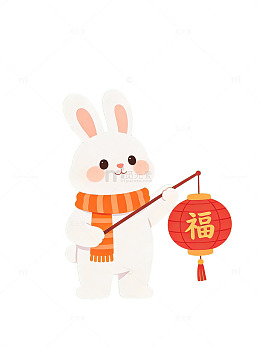 卡通兔子灯笼福字98