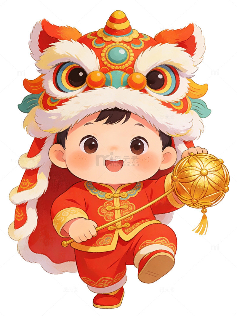 卡通舞狮儿童插画78