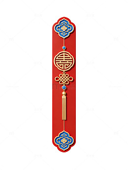 红色中式祥云纹摆件08