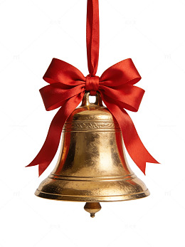 金色圣诞铃铛配红丝带10