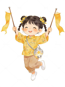 卡通女孩提灯旗子04