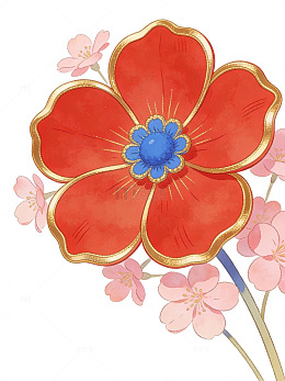 红金边花瓣插画74