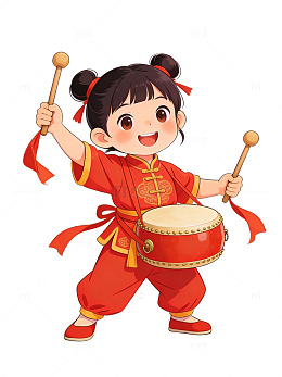 卡通打鼓女孩02