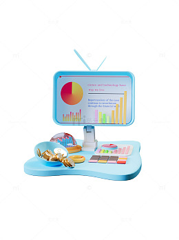 卡通金融数据表氛围场景元素