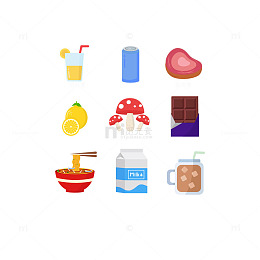 卡通美食饮品图标集