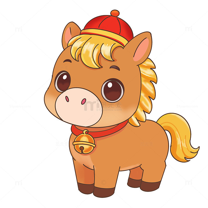 手绘新年马元素