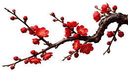 红梅枝头绽放图片