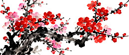 水墨画风格的梅花枝条