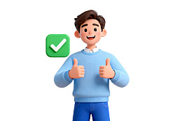 卡通男子竖大拇指点赞