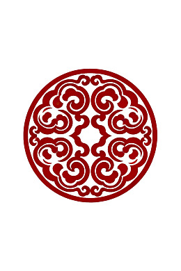 红色圆形传统云纹图案